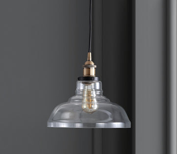 Litchfield 11" Farmhouse Metal/Glass LED Pendant - JONATHAN Y